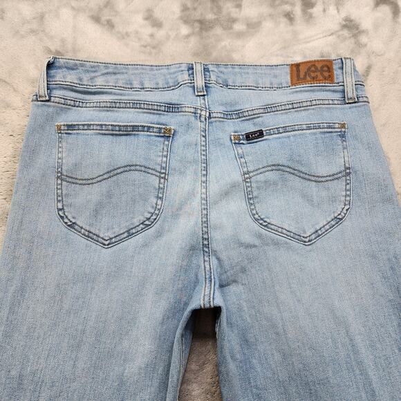 Lee Jeans Womens 16 Blue Mid Rise Straight Leg Regular Fit Stretch Denim Casual - Picture 4 of 13